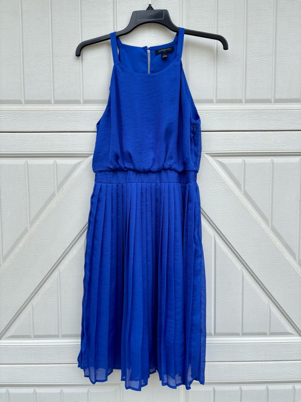 Banana Republic Blue Pleated Dress Size 4 Fit & Flare Sleeveless Wedding Guest